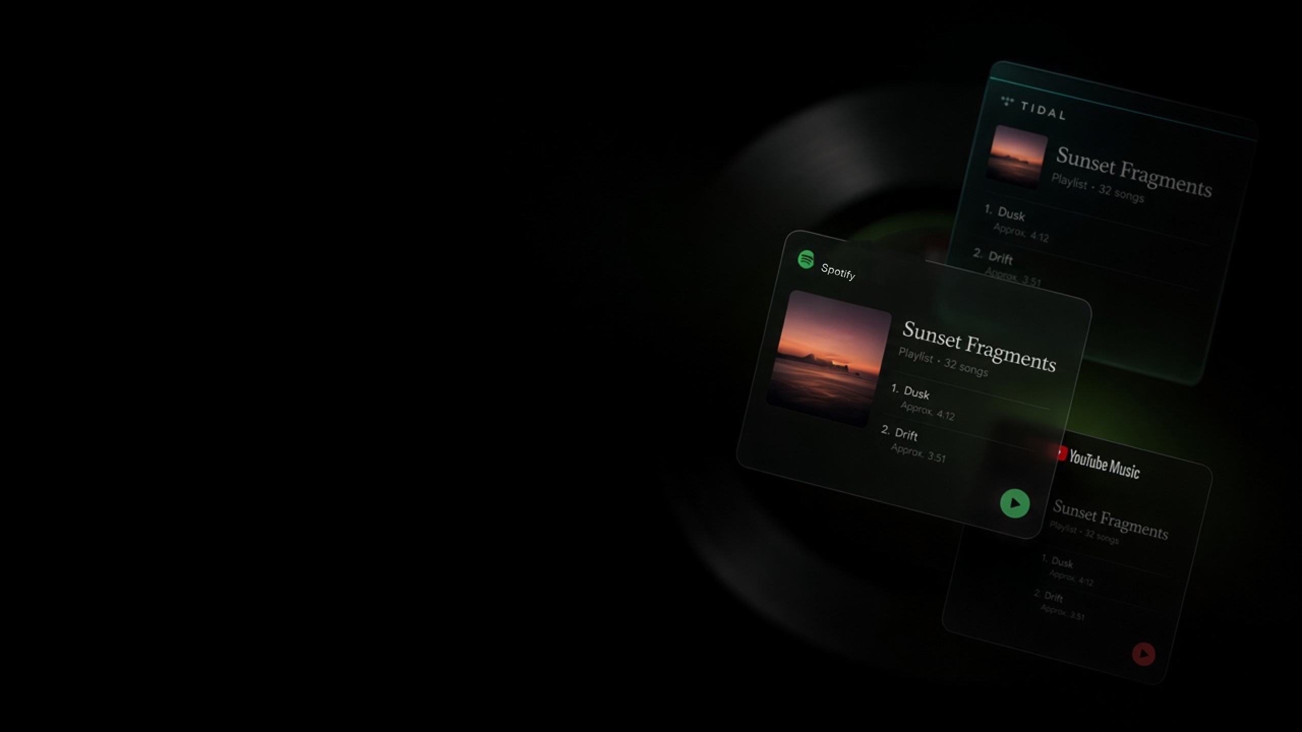 Visualization of playlists syncing across music providers